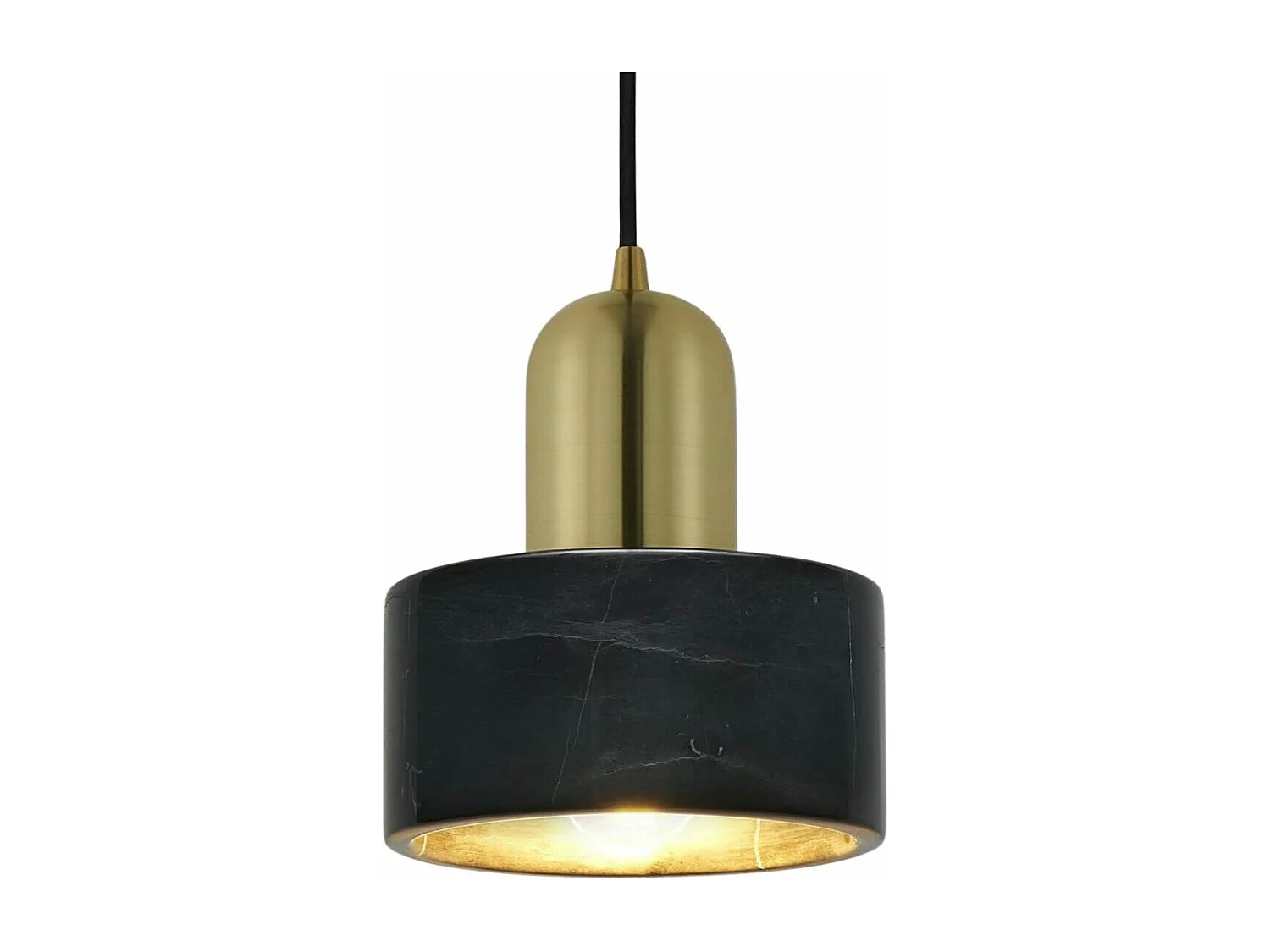 Suspension cylindrique marbre noir et métal doré - Meryl