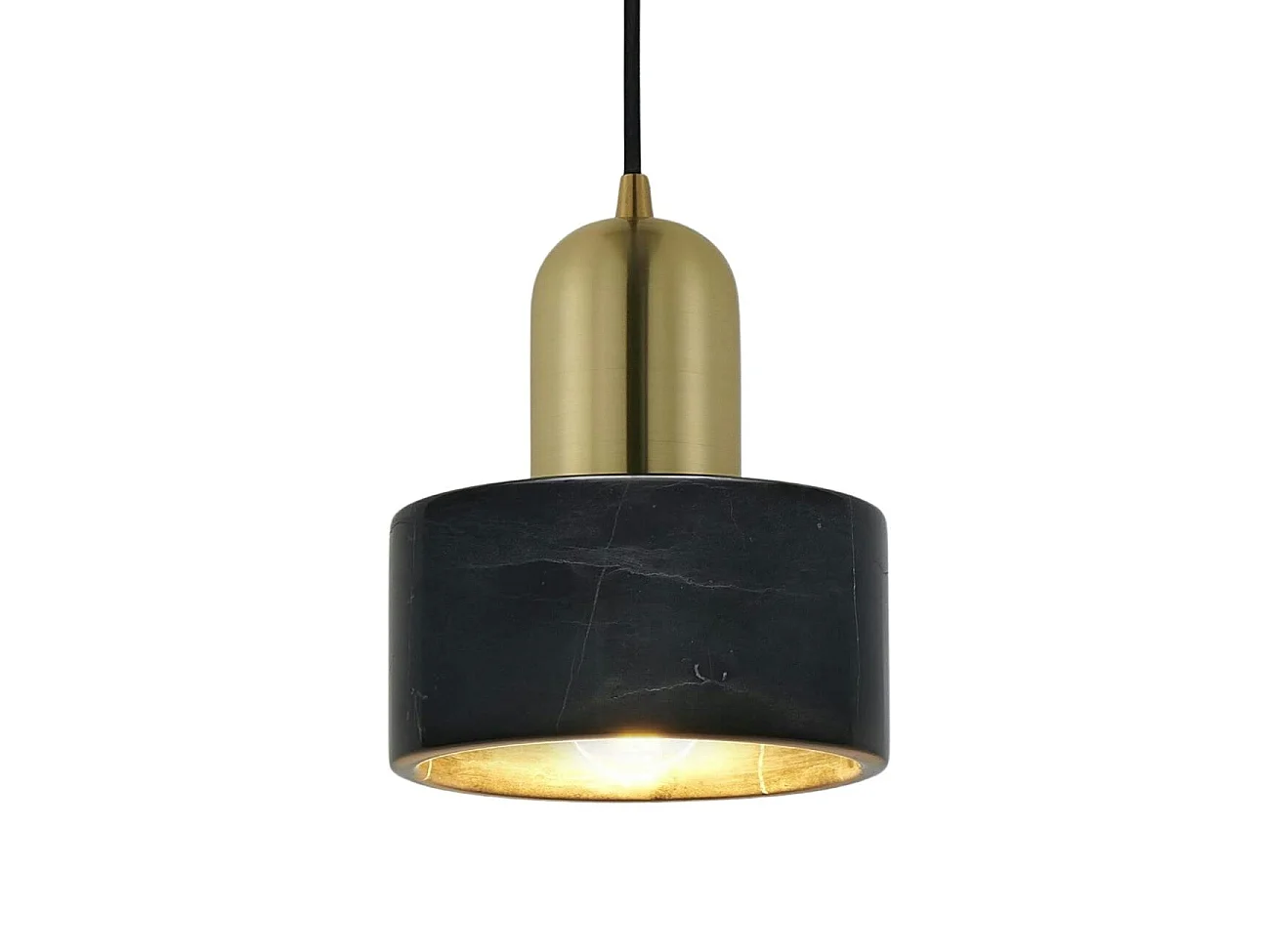 Suspension cylindrique marbre noir et métal doré - Meryl