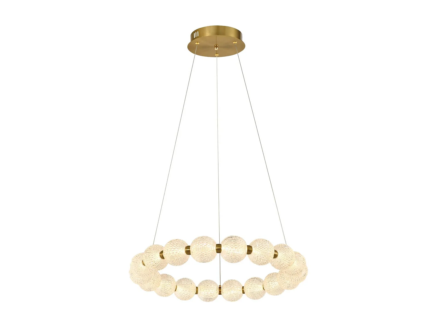 Suspension LED dorée multi sphères transparentes 57 cm - Roseli