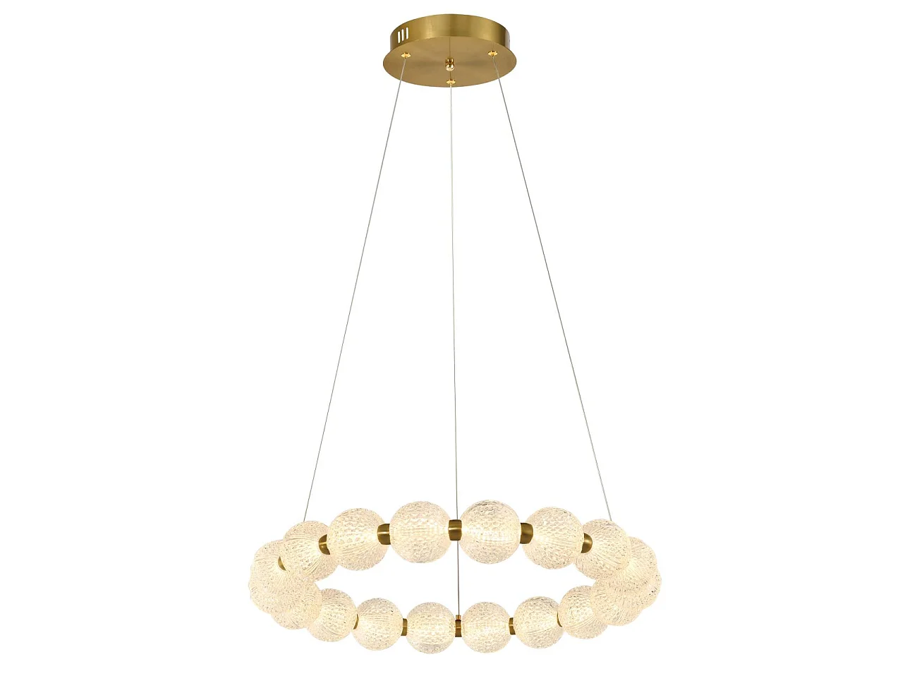 Suspension LED dorée multi sphères transparentes 57 cm - Roseli