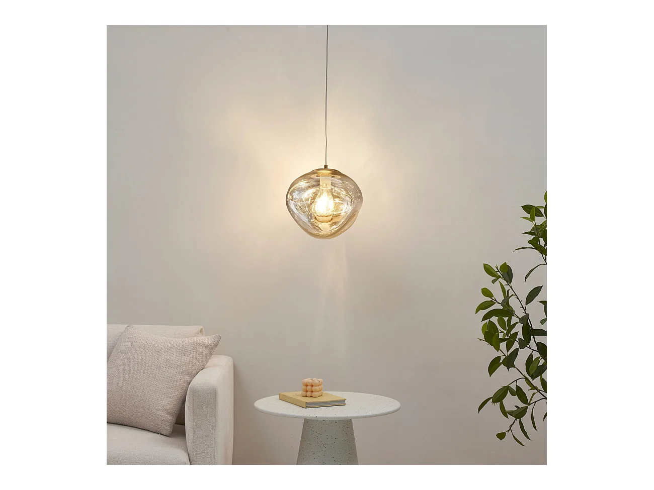 Suspension moderne verre fumé réfléchissant - Isotta