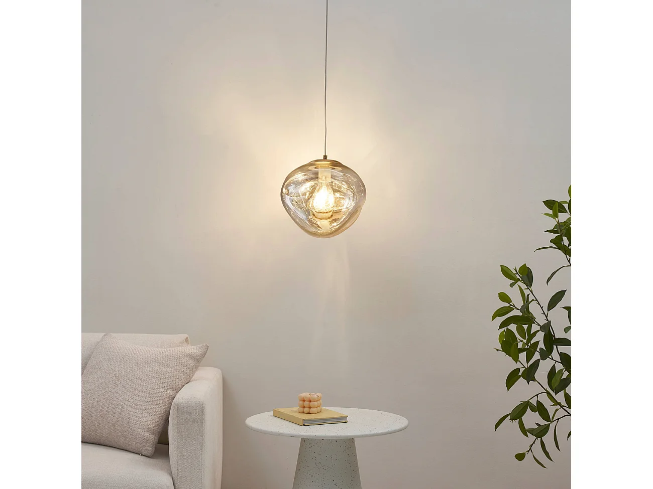 Suspension moderne verre fumé réfléchissant - Isotta