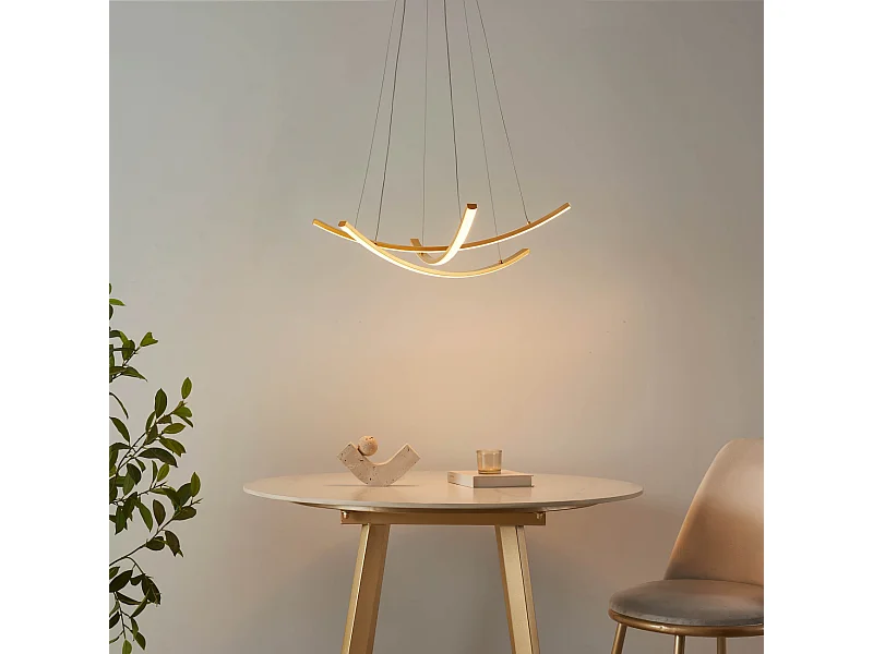 Suspension dorée LED design courbes croisées - Heidi