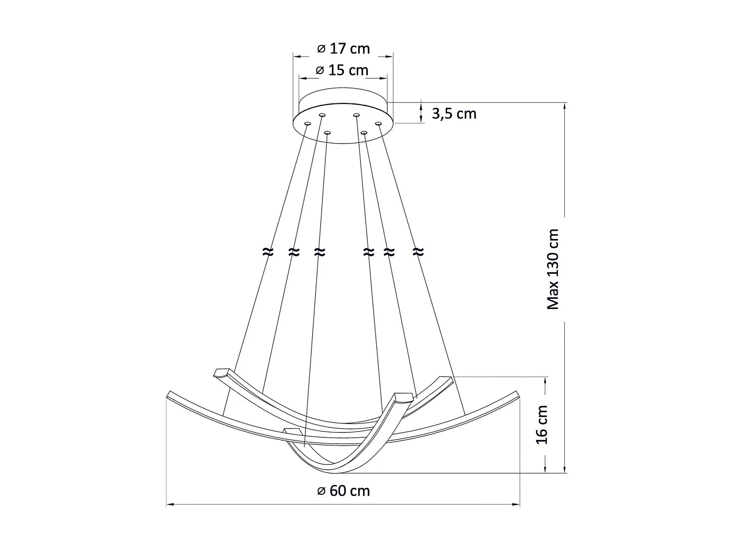 Suspension dorée LED design courbes croisées - Heidi