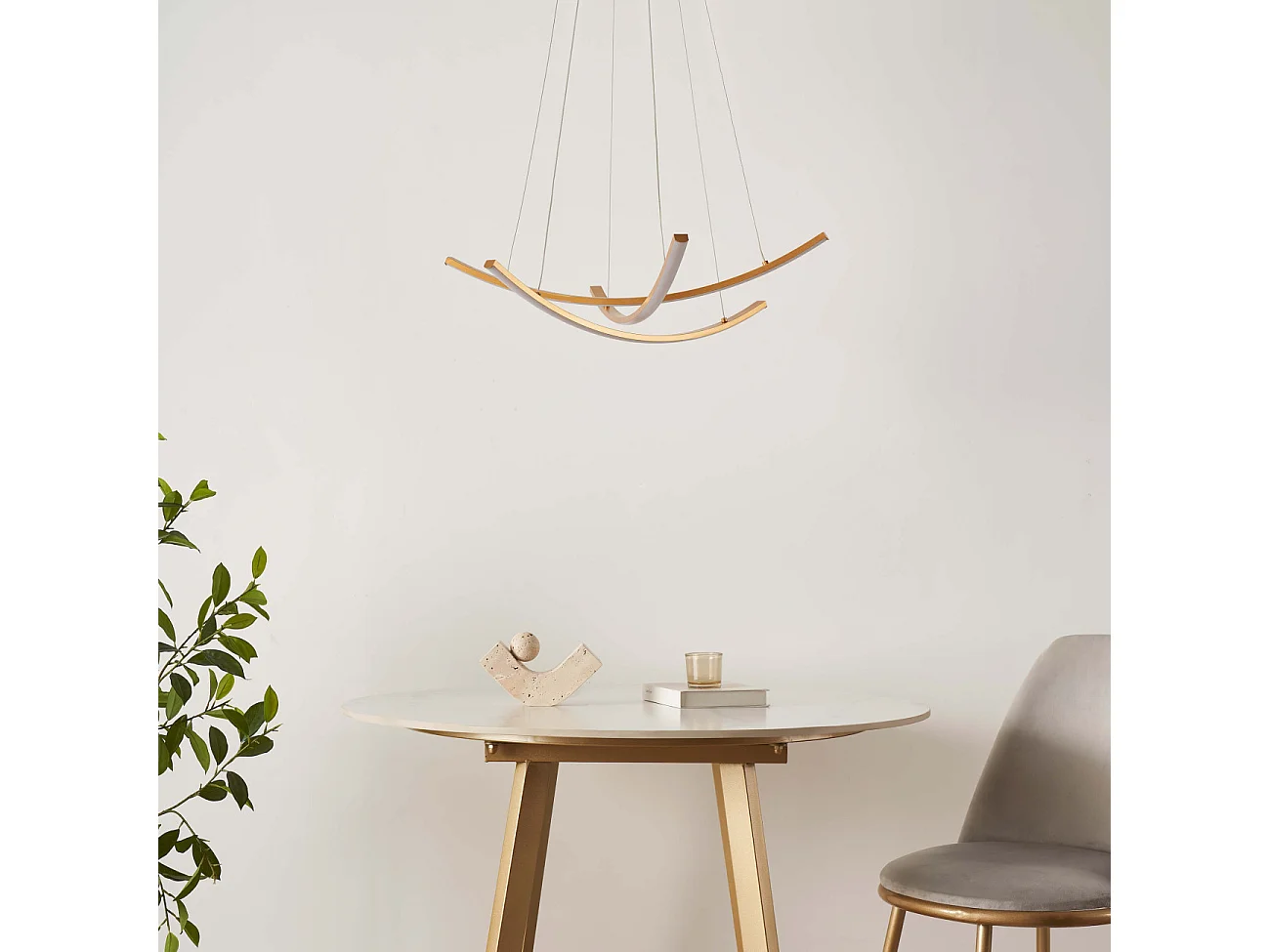 Suspension dorée LED design courbes croisées - Heidi