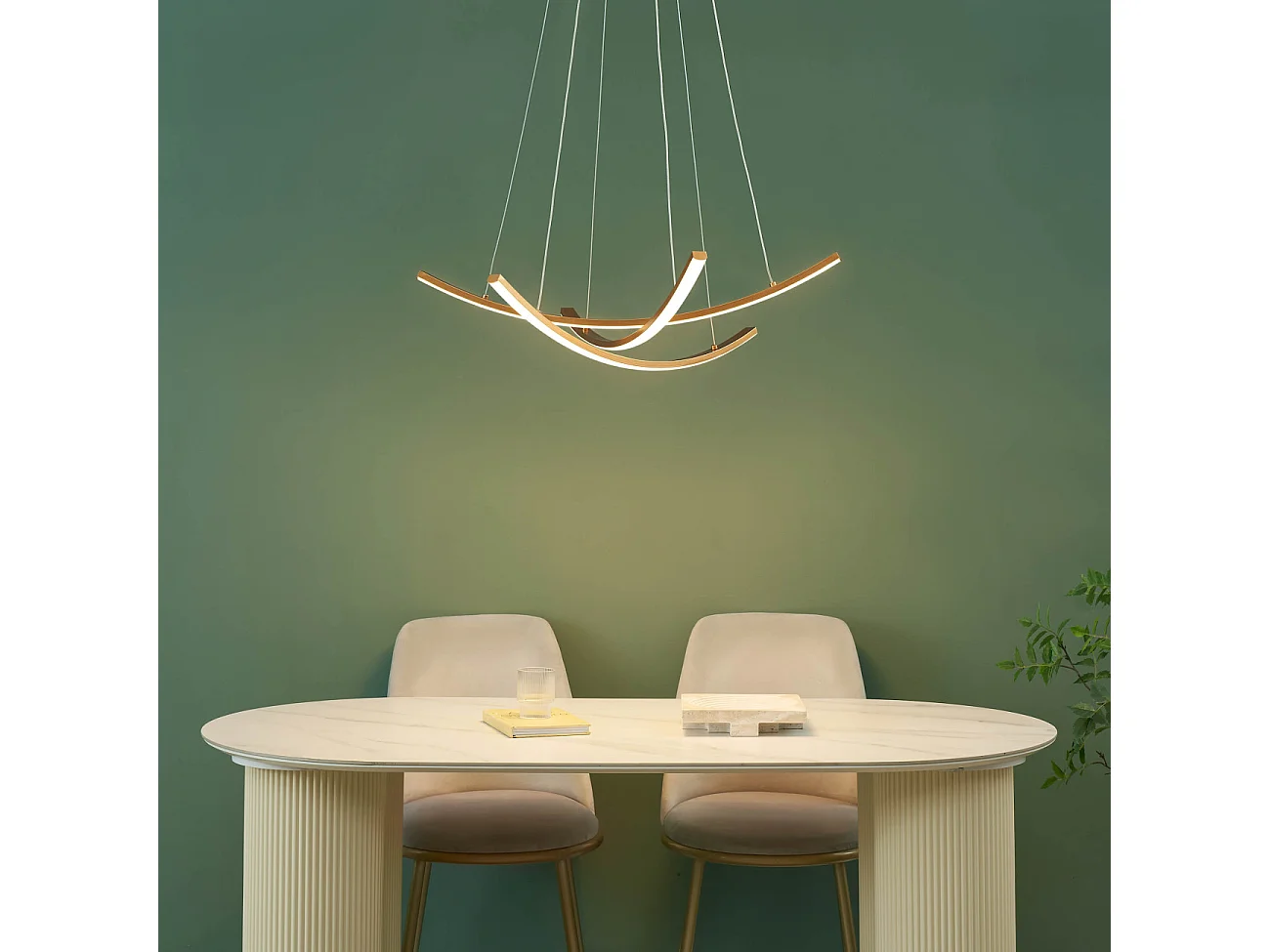 Suspension dorée LED design courbes croisées - Heidi