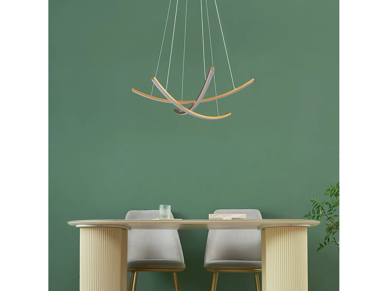 Suspension dorée LED design courbes croisées - Heidi