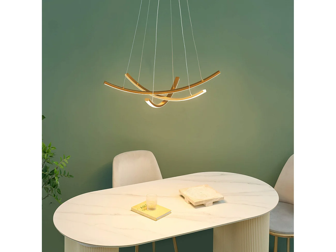 Suspension dorée LED design courbes croisées - Heidi