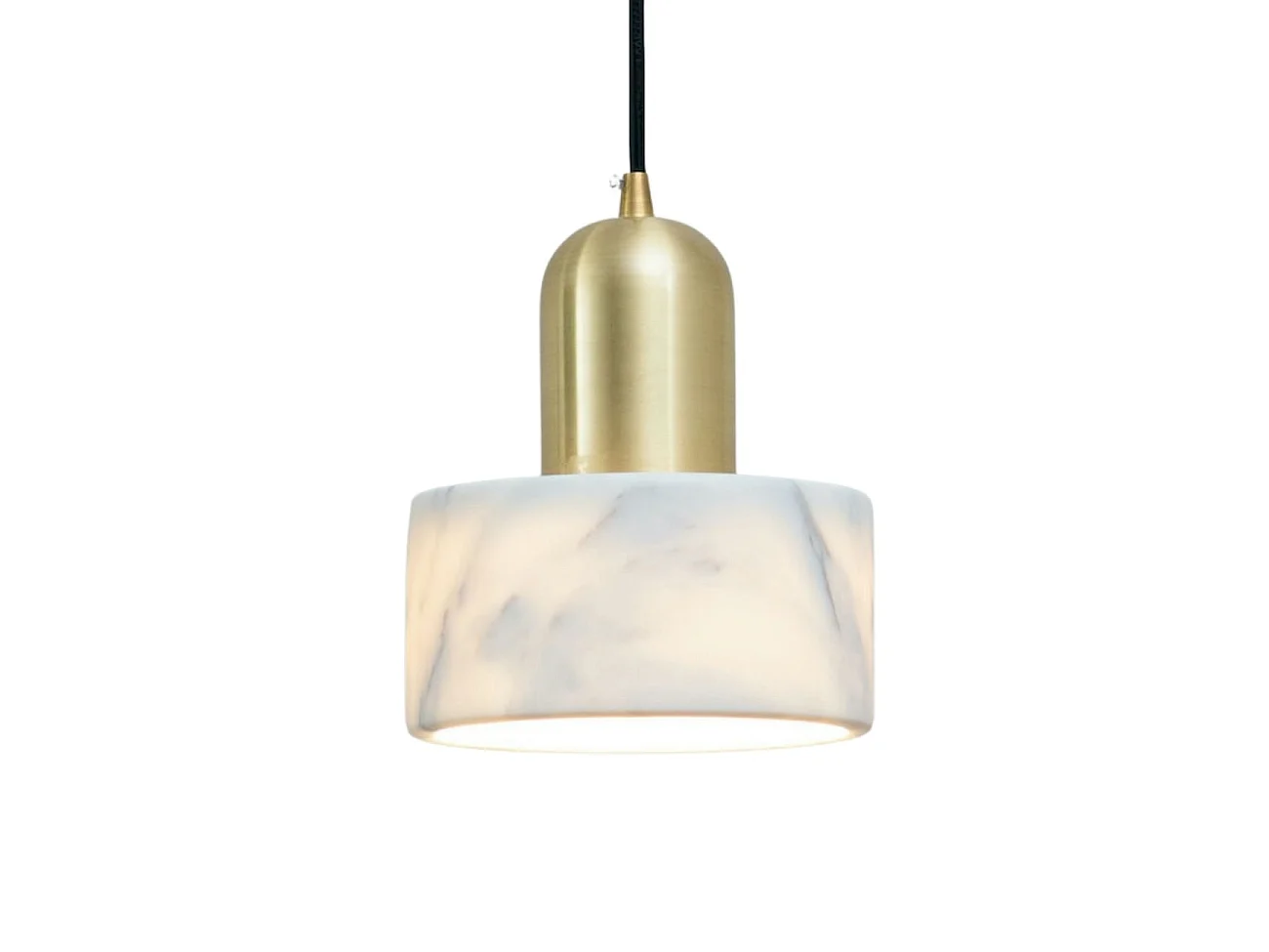 Suspension cylindrique marbre et métal doré  - Meryl