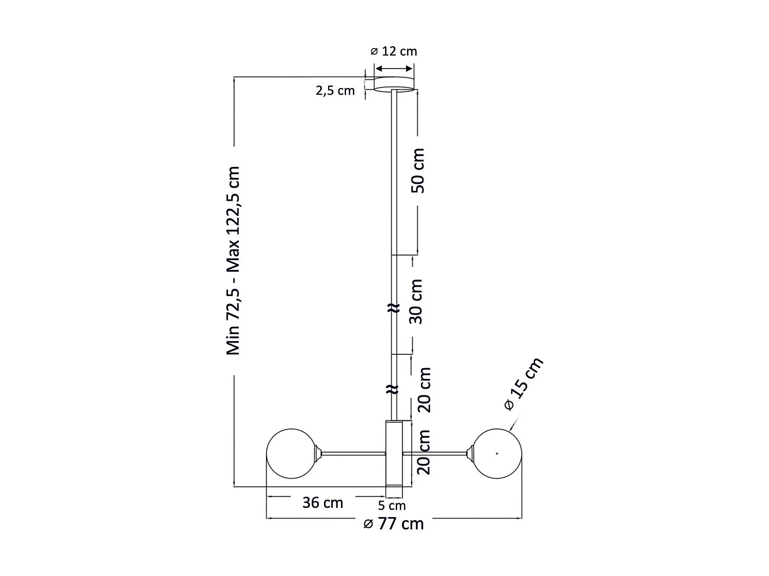 Lustre chromé avec abat-jour en verre blanc - Nicolea