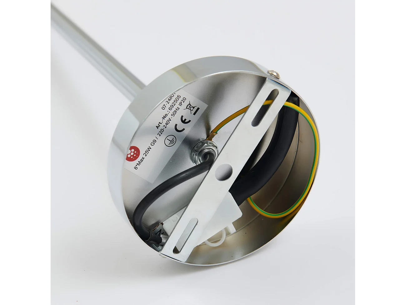 Lustre chromé avec abat-jour en verre blanc - Nicolea