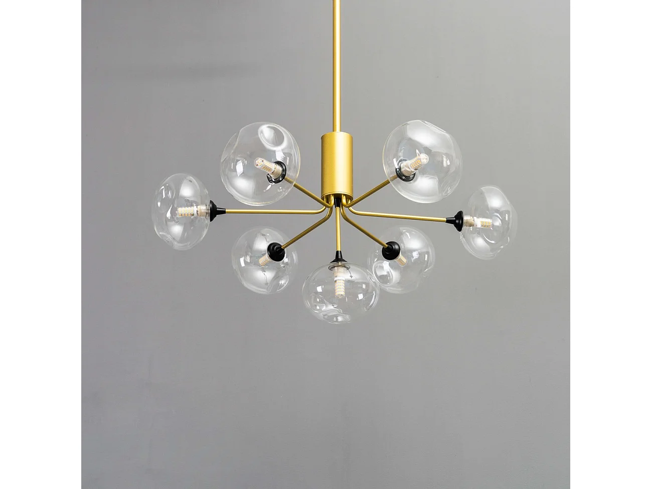 Suspension ultra design dorée à 7 sphères en verre  - Erell