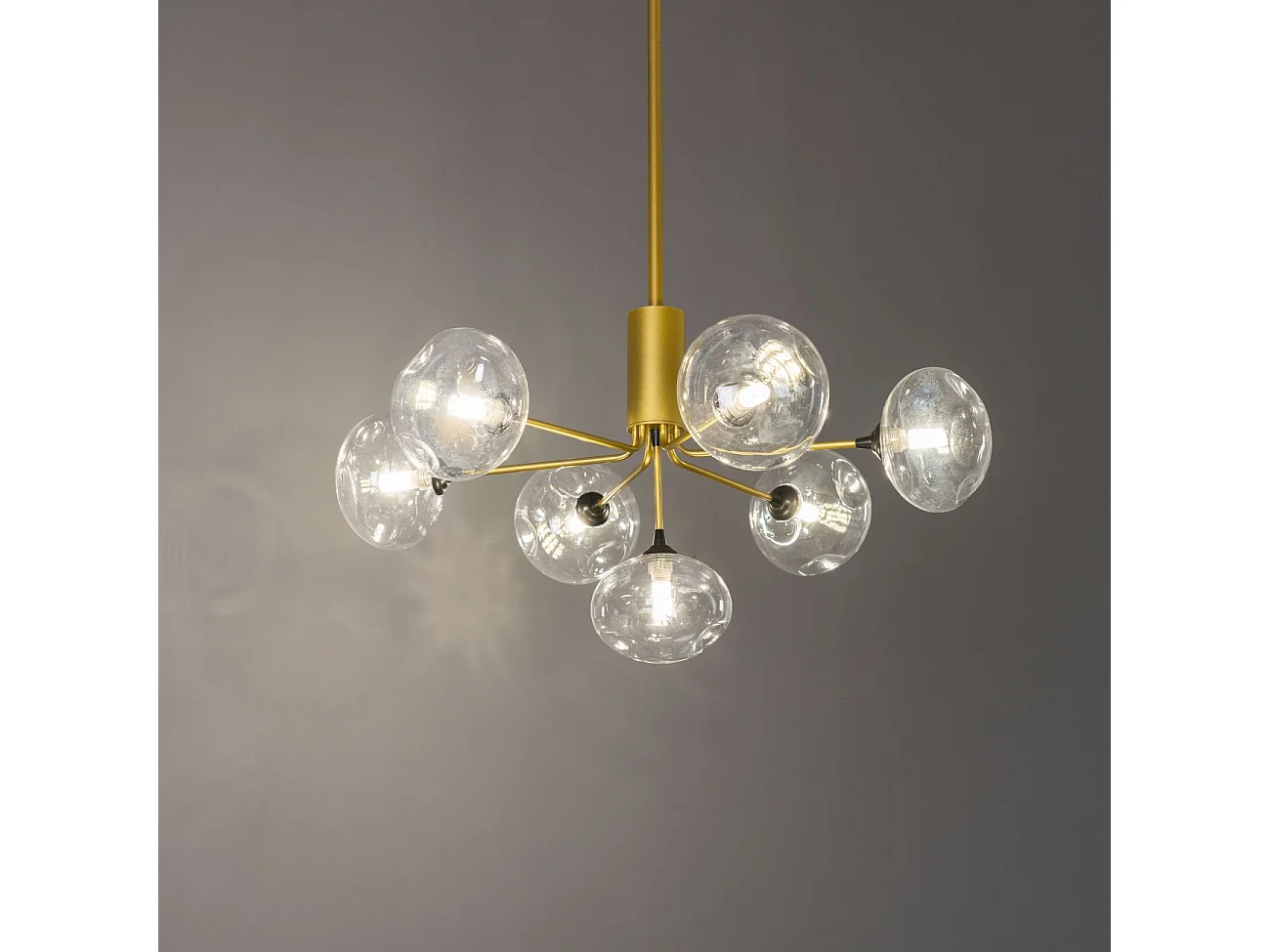 Suspension ultra design dorée à 7 sphères en verre  - Erell