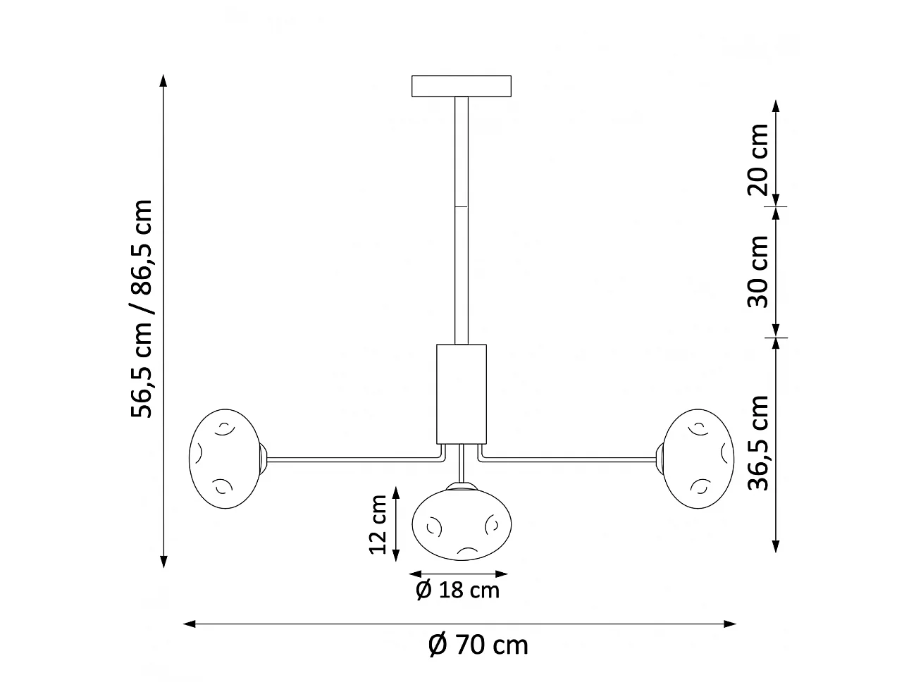 Suspension ultra design dorée à 7 sphères en verre  - Erell