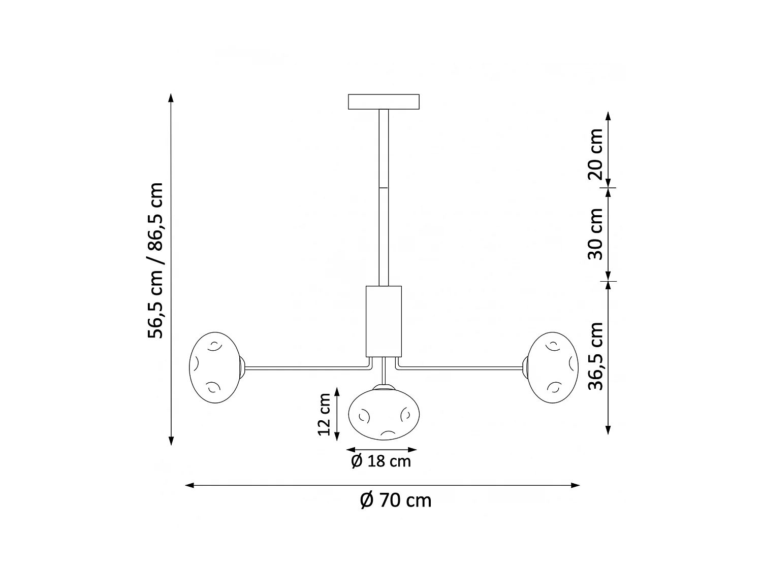 Suspension ultra design dorée à 7 sphères en verre  - Erell