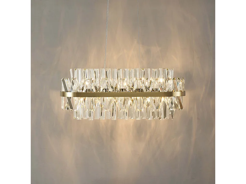 Lustre doré en cristal pampilles transparentes - Ariella