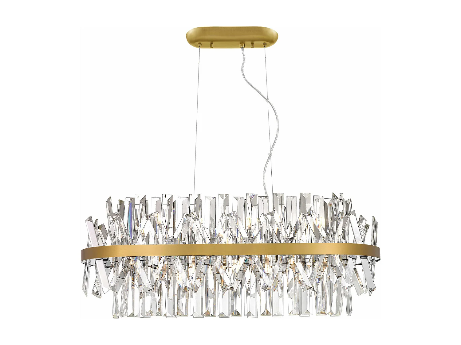 Lustre doré en cristal pampilles transparentes - Ariella