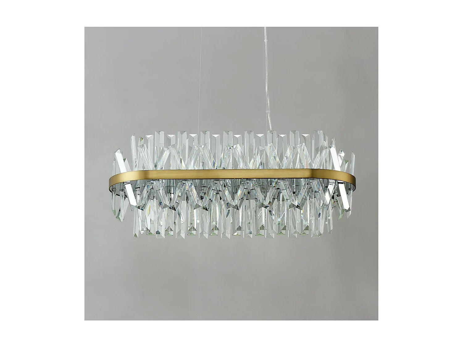 Lustre doré en cristal pampilles transparentes - Ariella