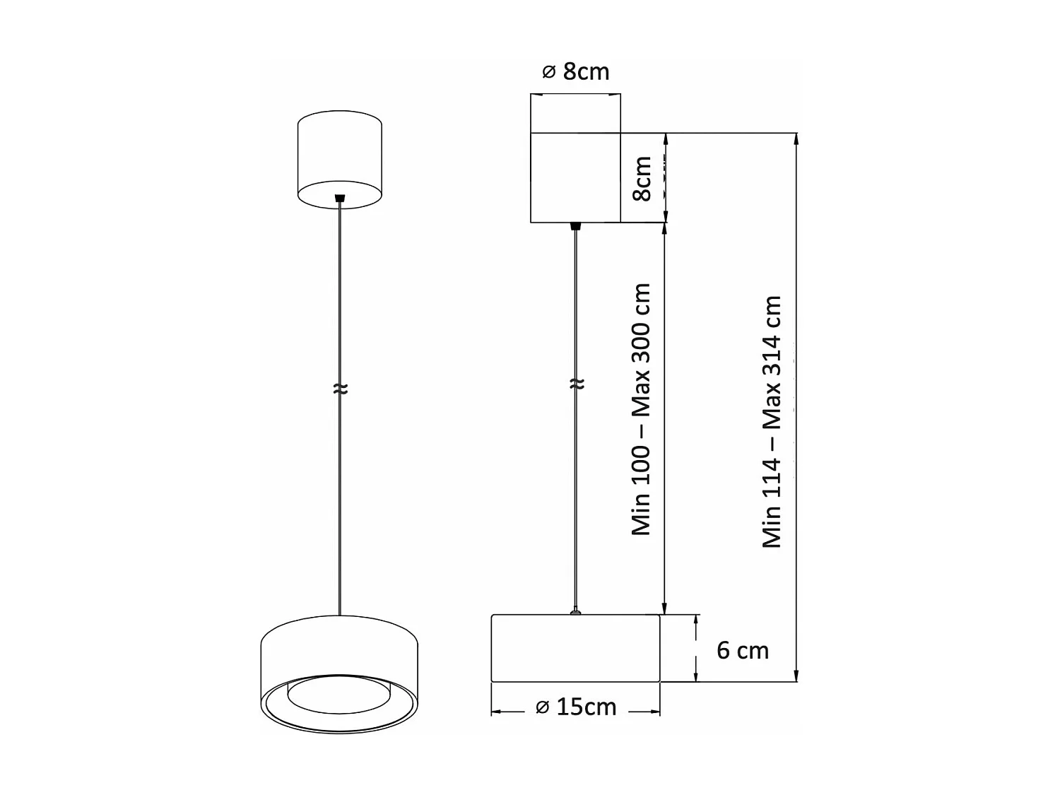Suspension spot noir hauteur ajustable LED - Prins