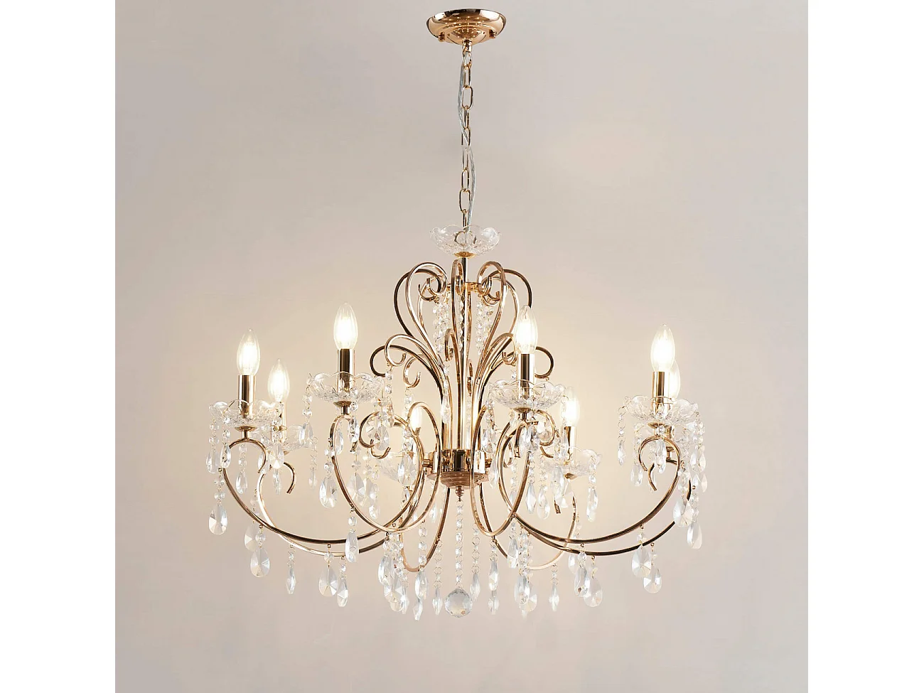Lustre cristal or rose baroque 8 bras - Pavia