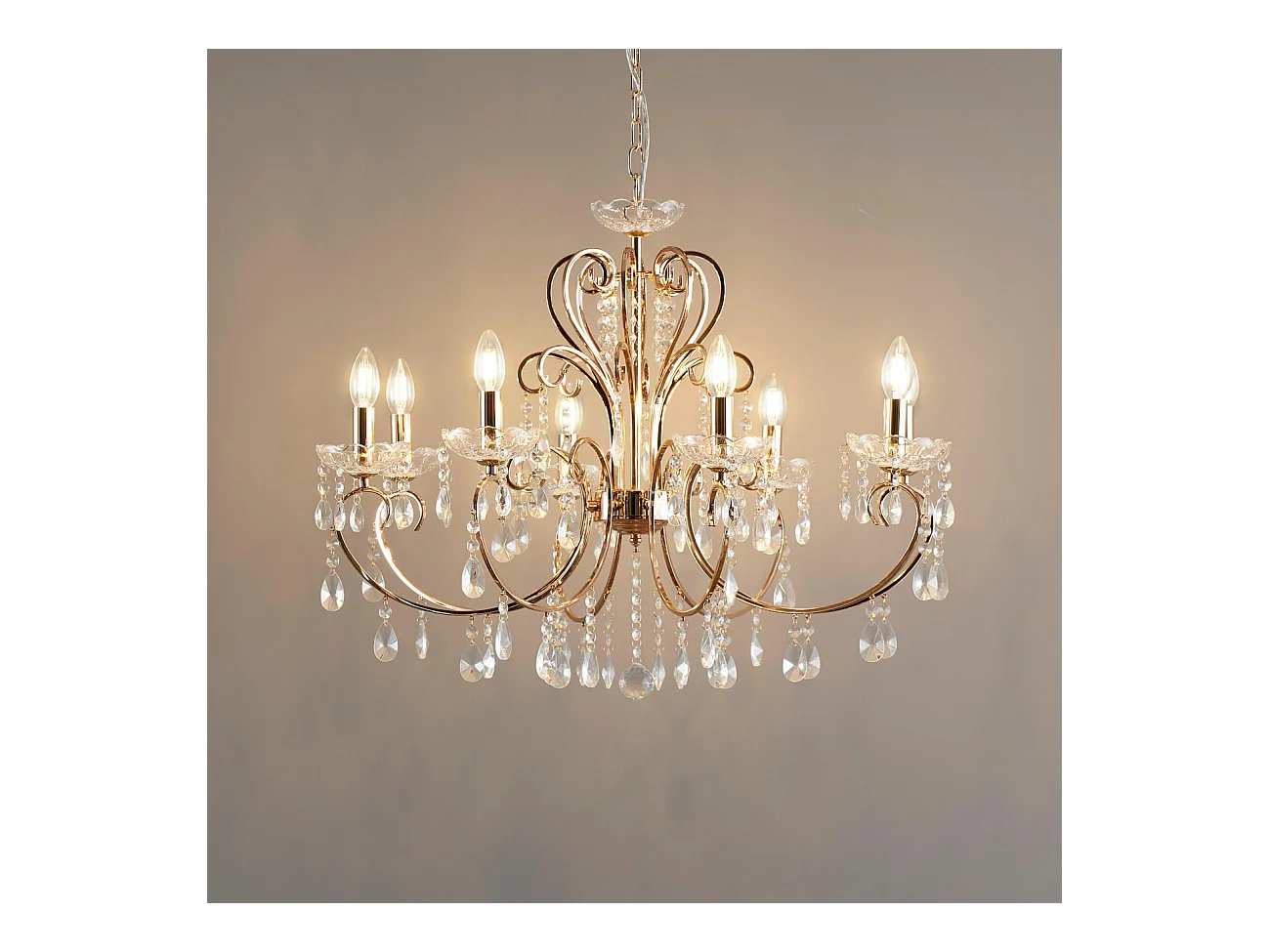 Lustre cristal or rose baroque 8 bras - Pavia