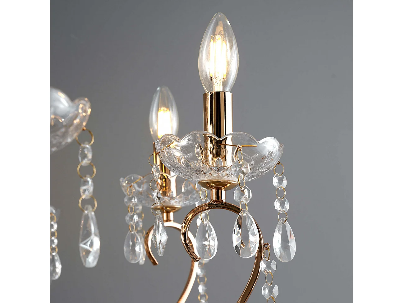 Lustre cristal or rose baroque 8 bras - Pavia