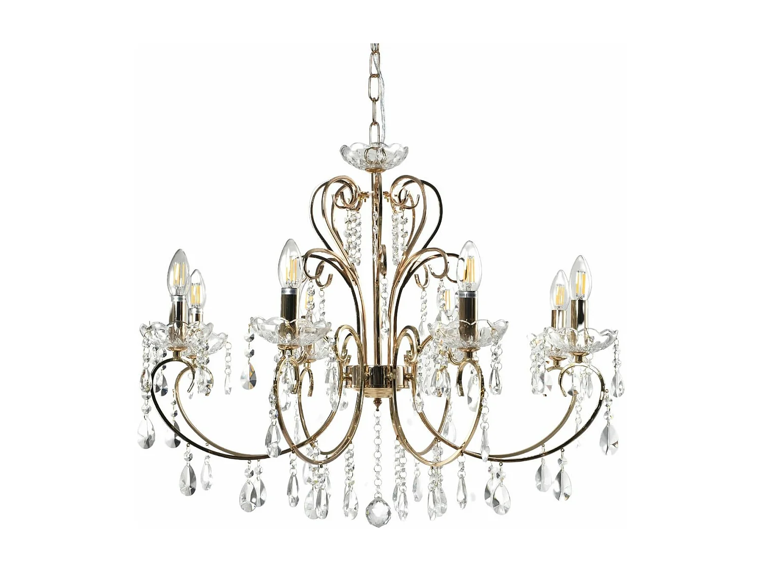 Lustre cristal or rose baroque 8 bras - Pavia