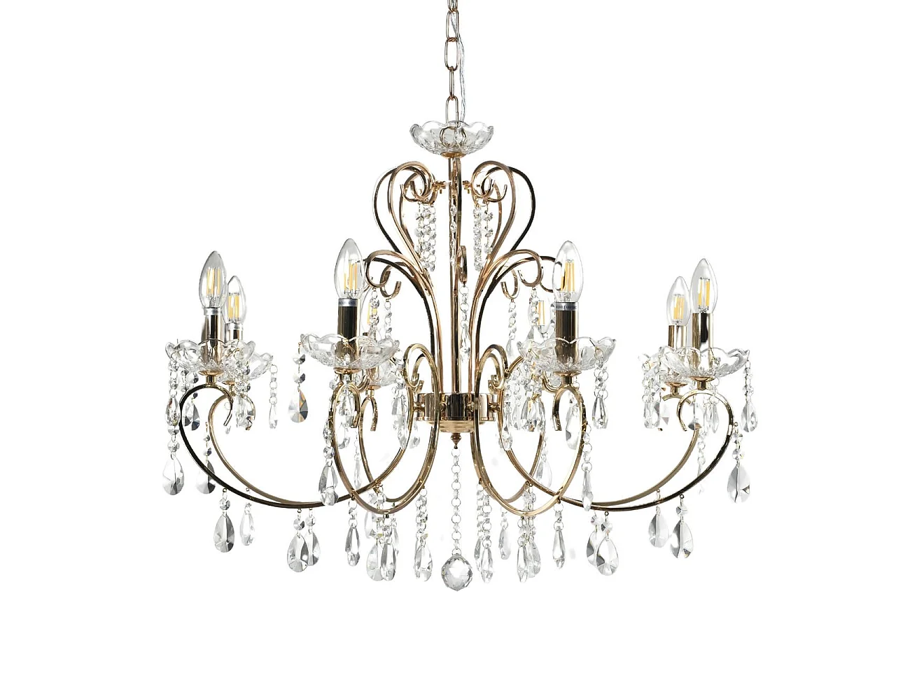 Lustre cristal or rose baroque 8 bras - Pavia