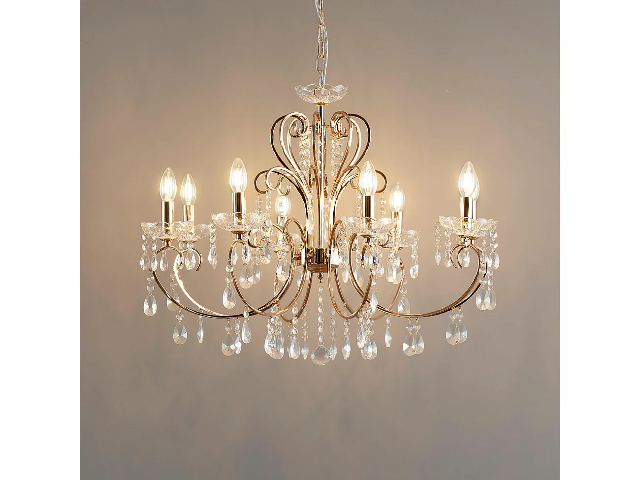 Lustre cristal or rose baroque 8 bras - Pavia