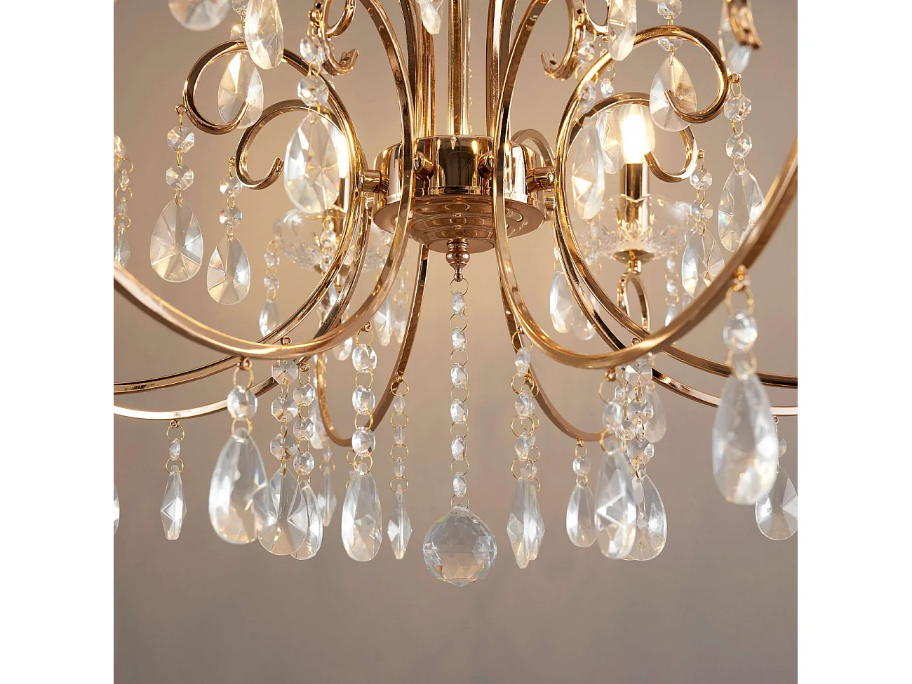 Lustre cristal or rose baroque 8 bras - Pavia