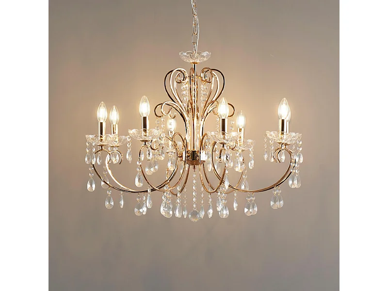 Lustre cristal or rose baroque 8 bras - Pavia