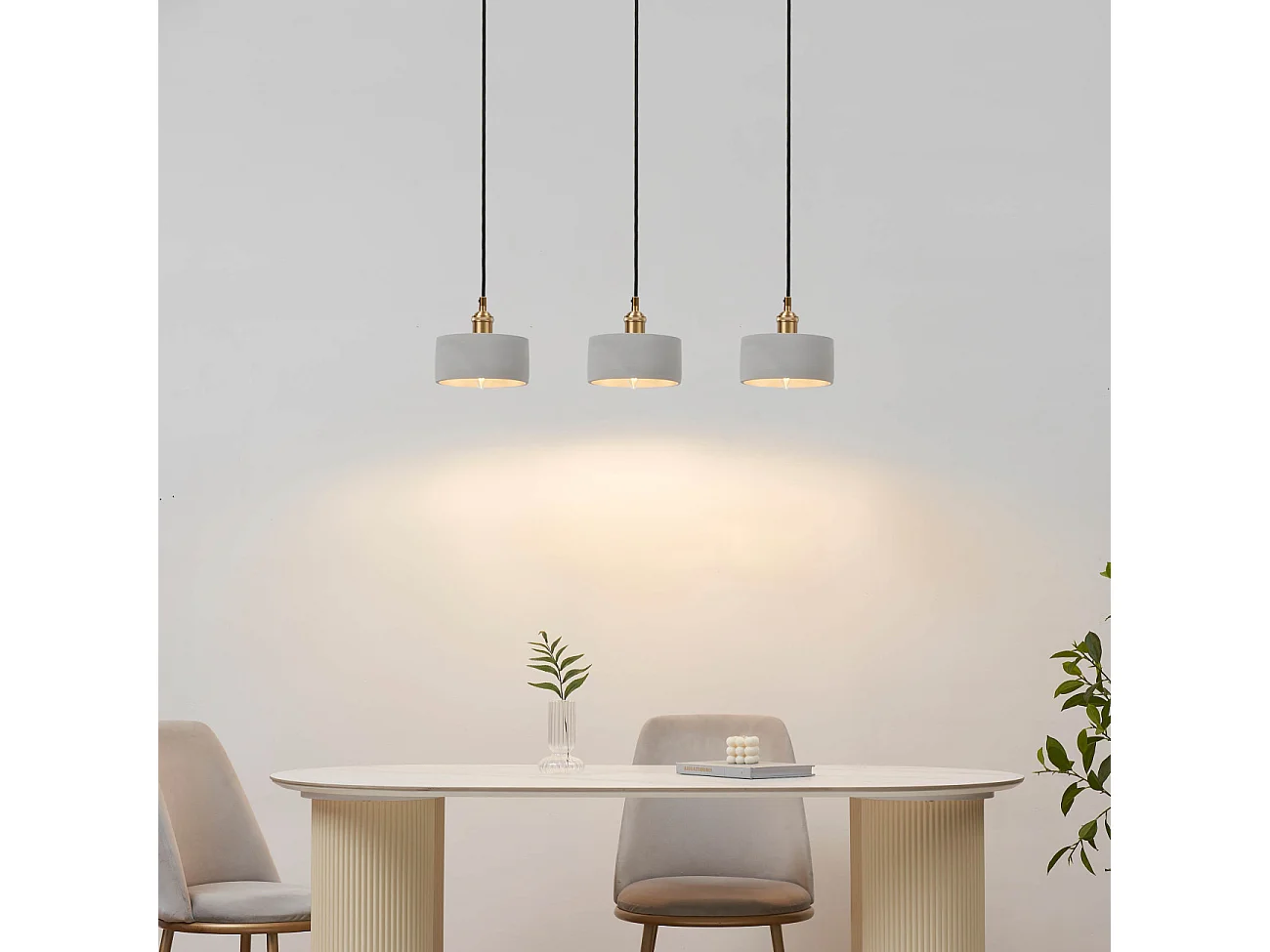 Suspension avec petit abat-jour en béton gris 16 cm - Liko