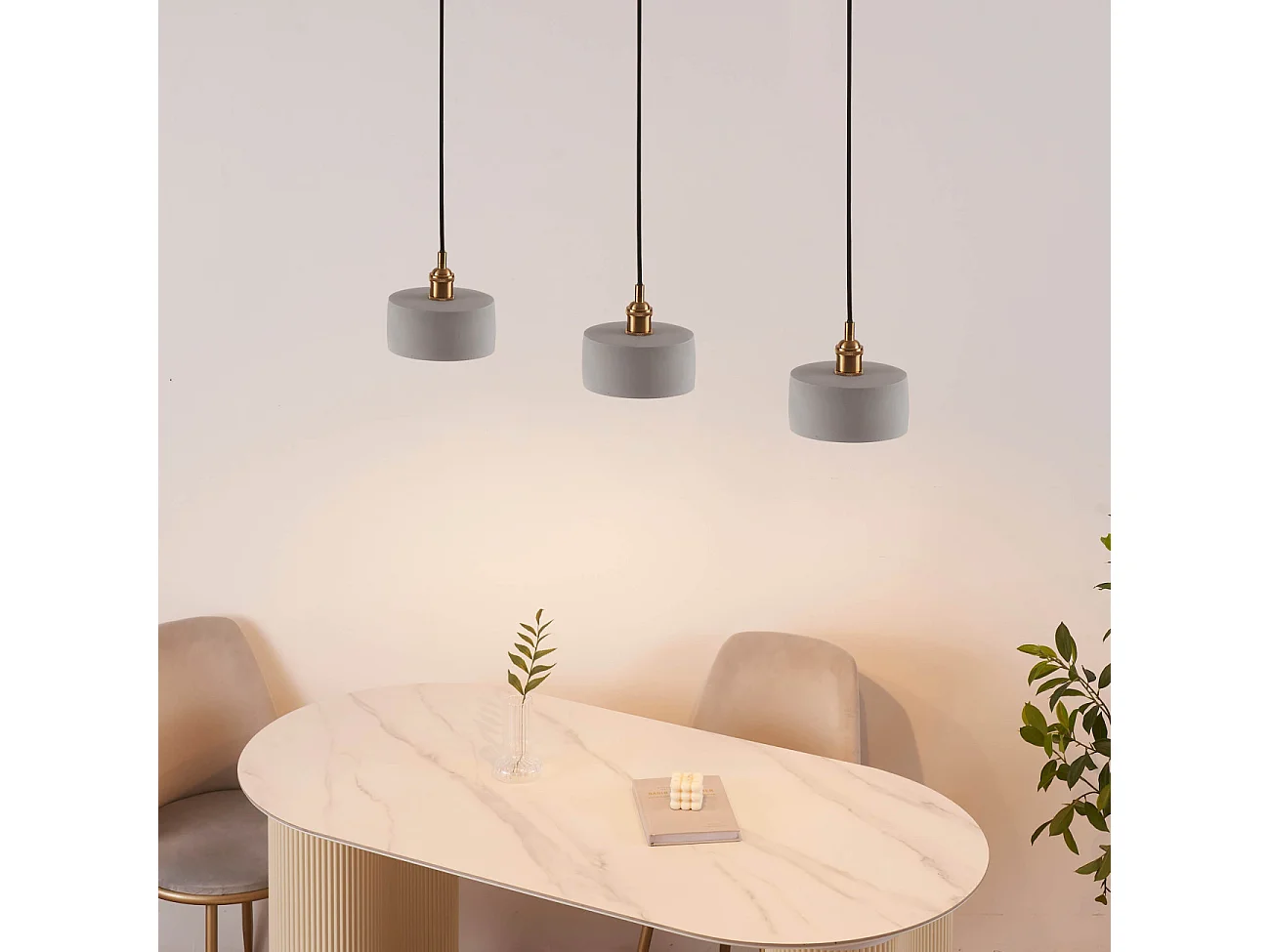 Suspension avec petit abat-jour en béton gris 16 cm - Liko