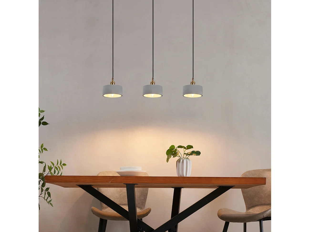 Suspension avec petit abat-jour en béton gris 16 cm - Liko