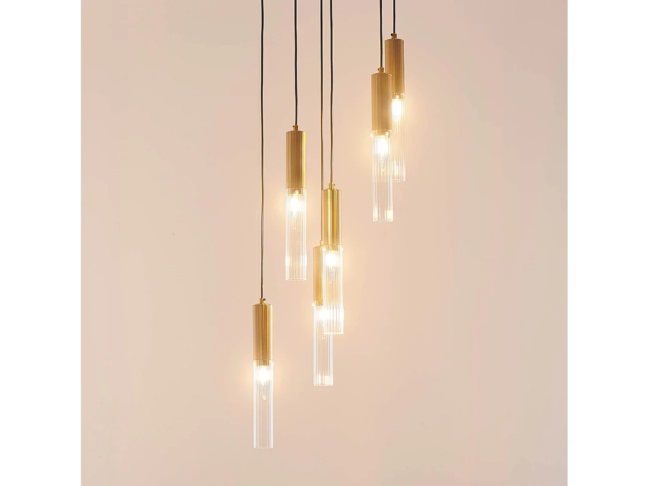 Grande suspension à tube en verre multiple - Poggio