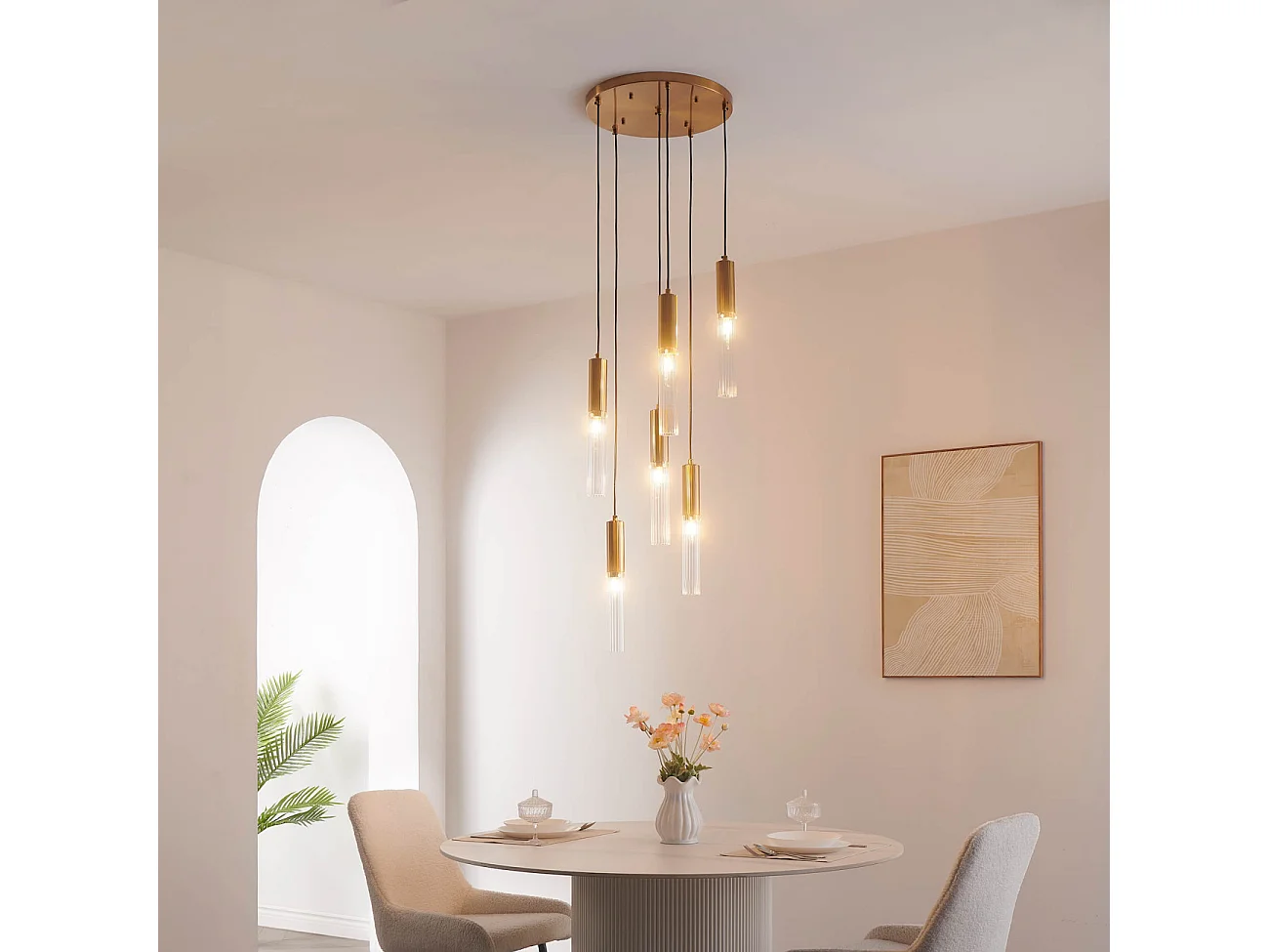 Grande suspension à tube en verre multiple - Poggio