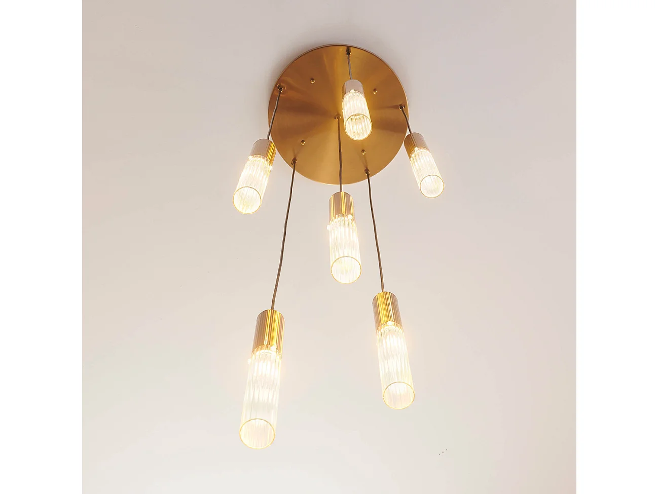 Grande suspension à tube en verre multiple - Poggio