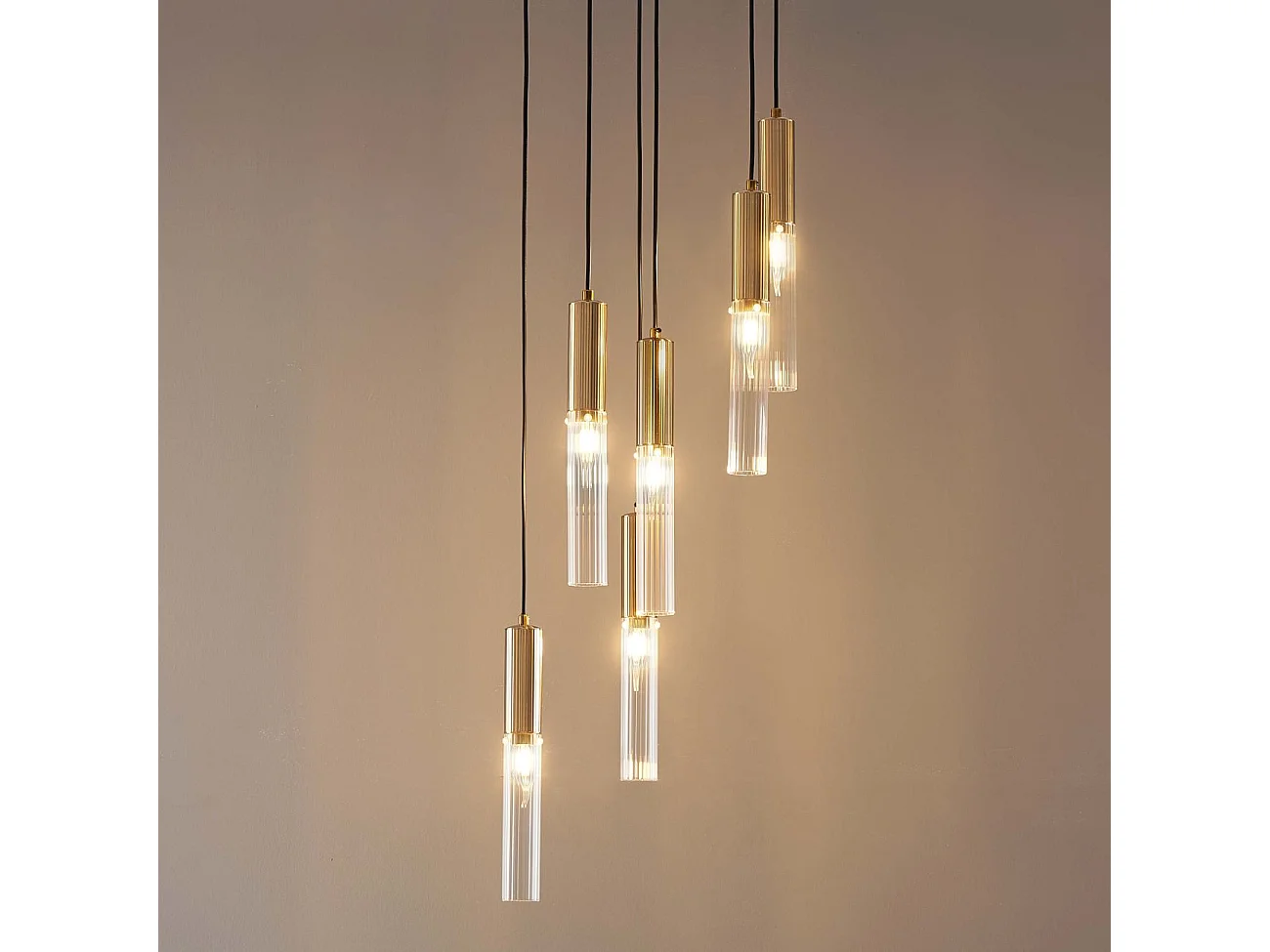 Grande suspension à tube en verre multiple - Poggio