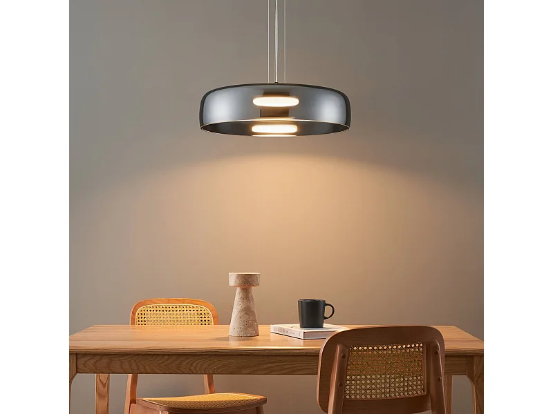 Suspension dôme en verre fumé et métal noir - Riccardo