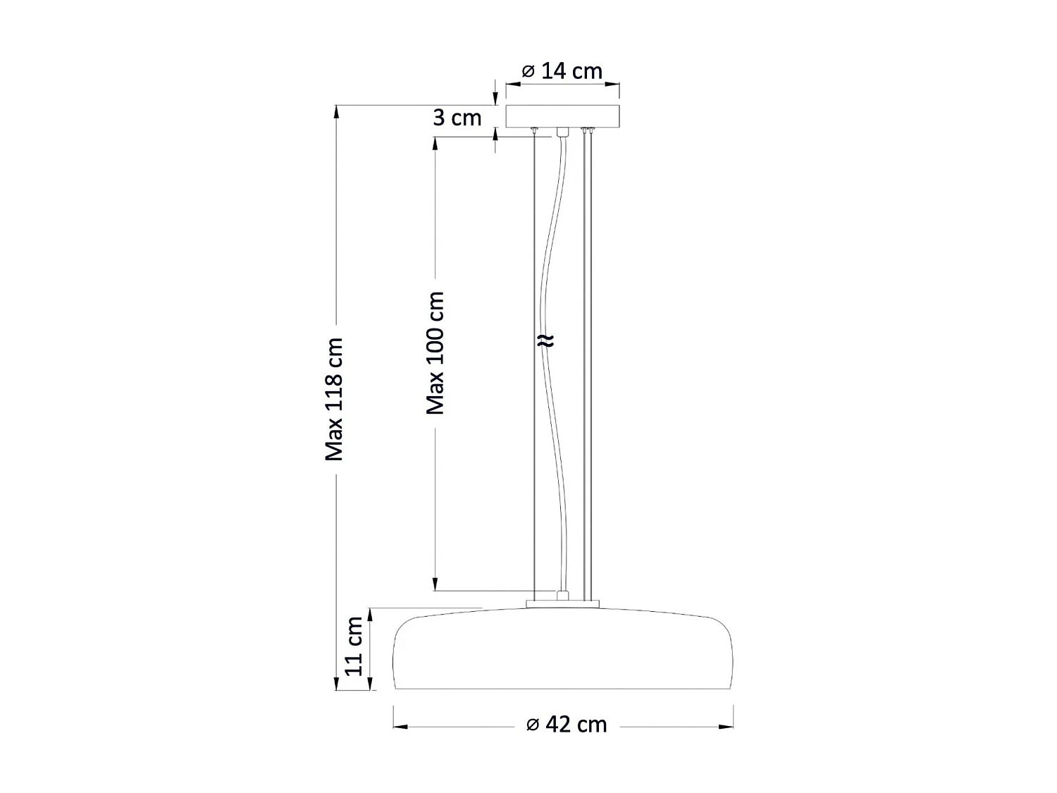 Suspension dôme en verre fumé et métal noir - Riccardo