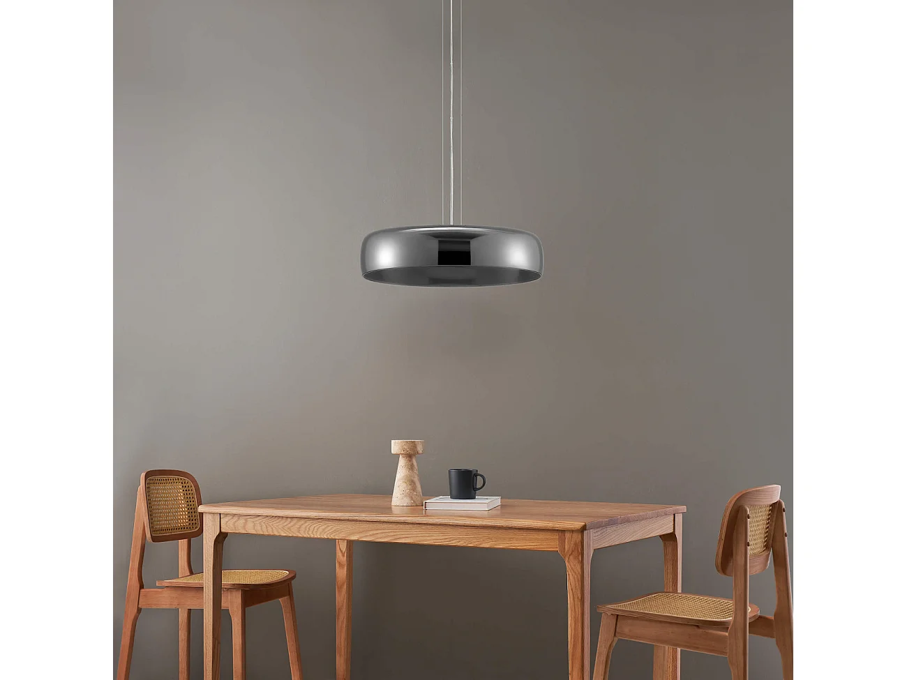 Suspension dôme en verre fumé et métal noir - Riccardo