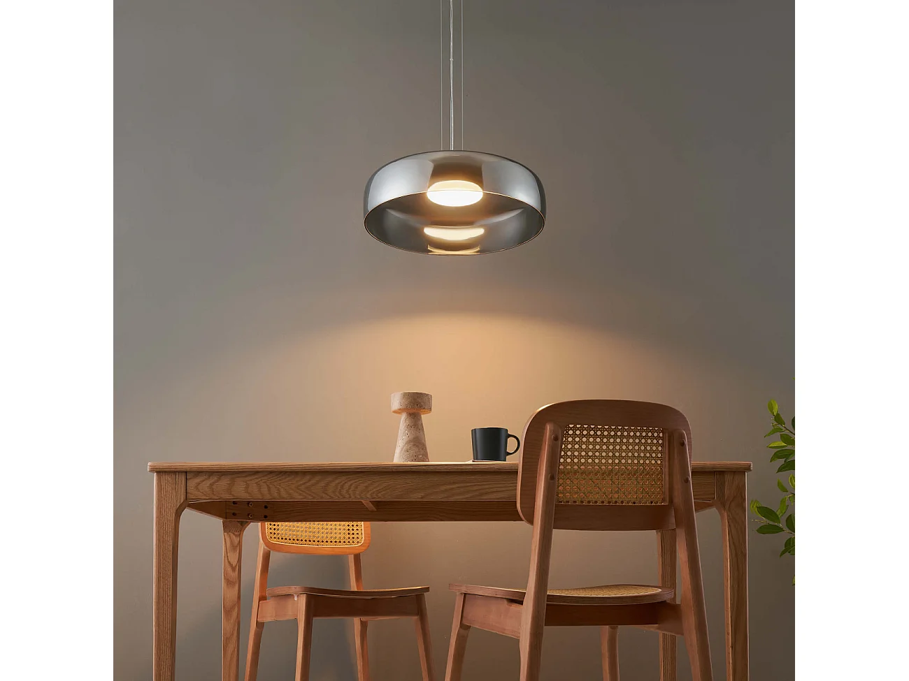 Suspension dôme en verre fumé et métal noir - Riccardo