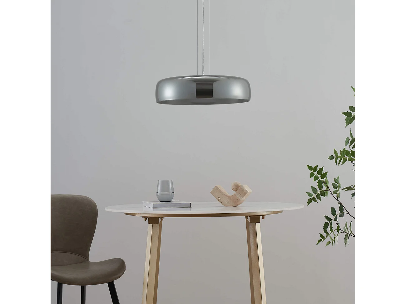 Suspension dôme en verre fumé et métal noir - Riccardo