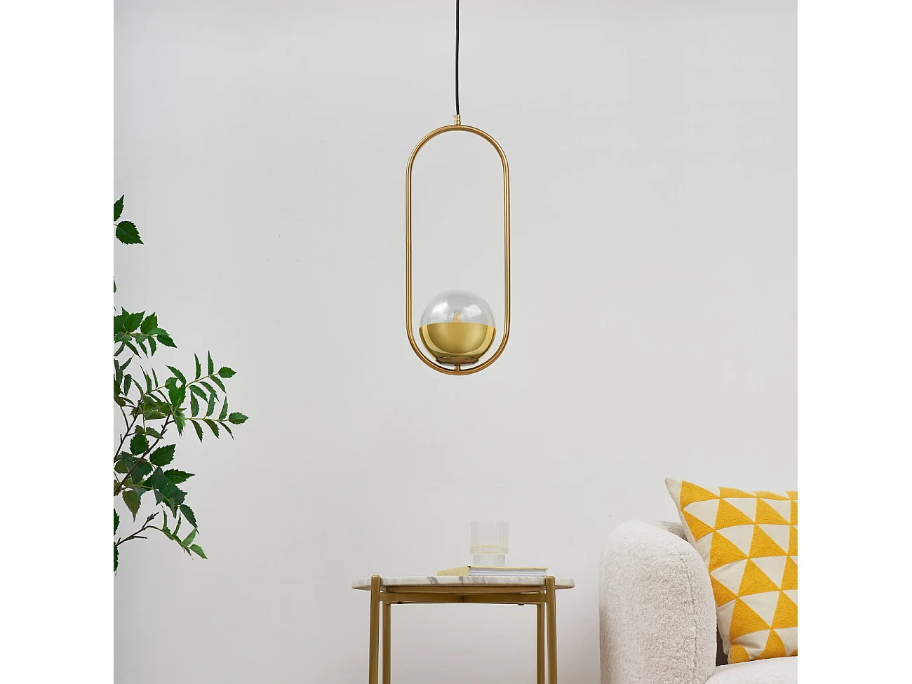 Suspension dorée brillant ultra décorative en verre - Nuccia