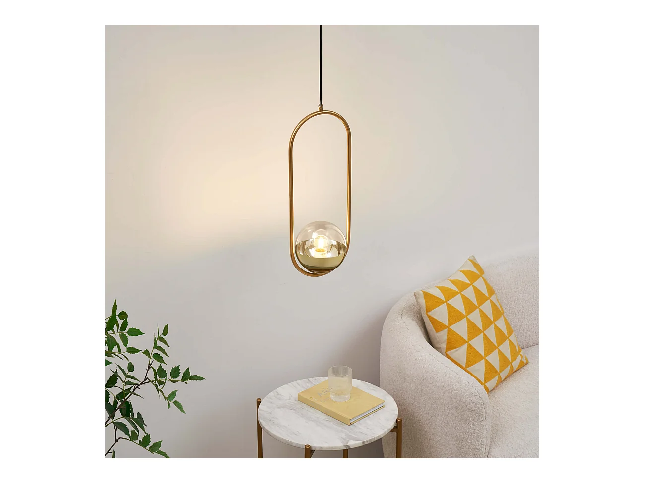 Suspension dorée brillant ultra décorative en verre - Nuccia