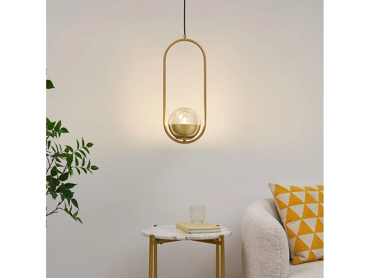 Suspension dorée brillant ultra décorative en verre - Nuccia