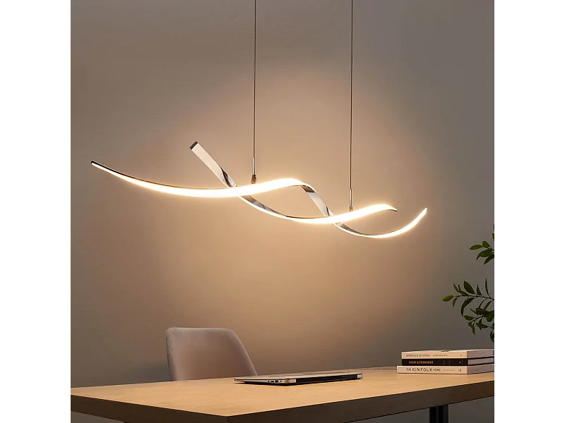 Suspension LED double barres ondulées 110 cm - Galba