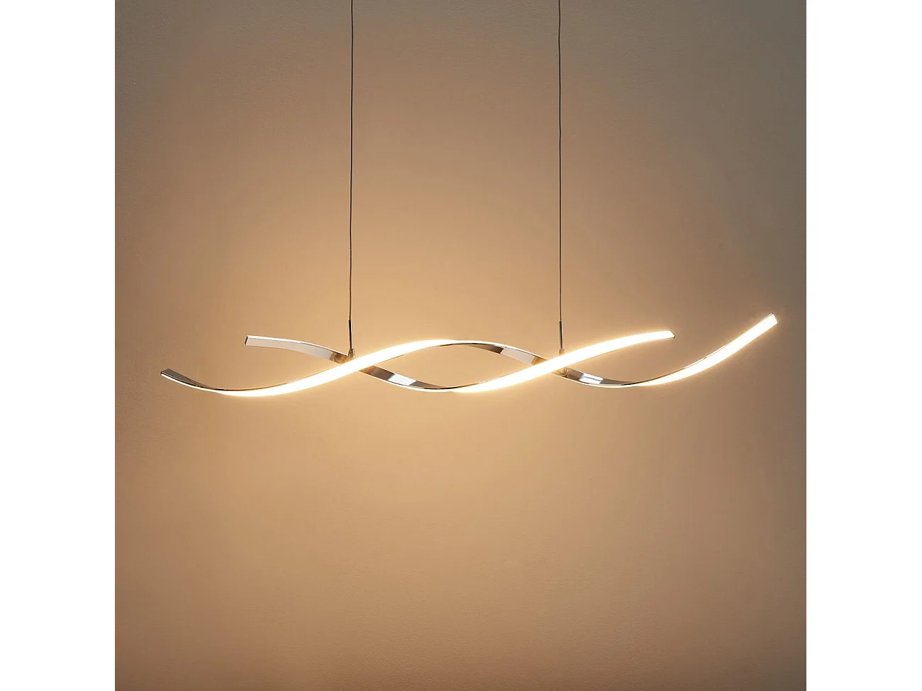 Suspension LED double barres ondulées 110 cm - Galba