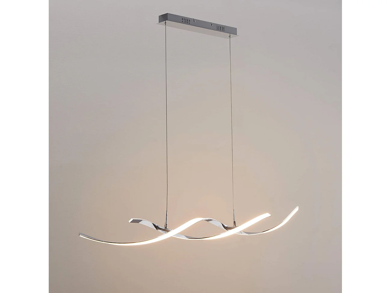 Suspension LED double barres ondulées 110 cm - Galba