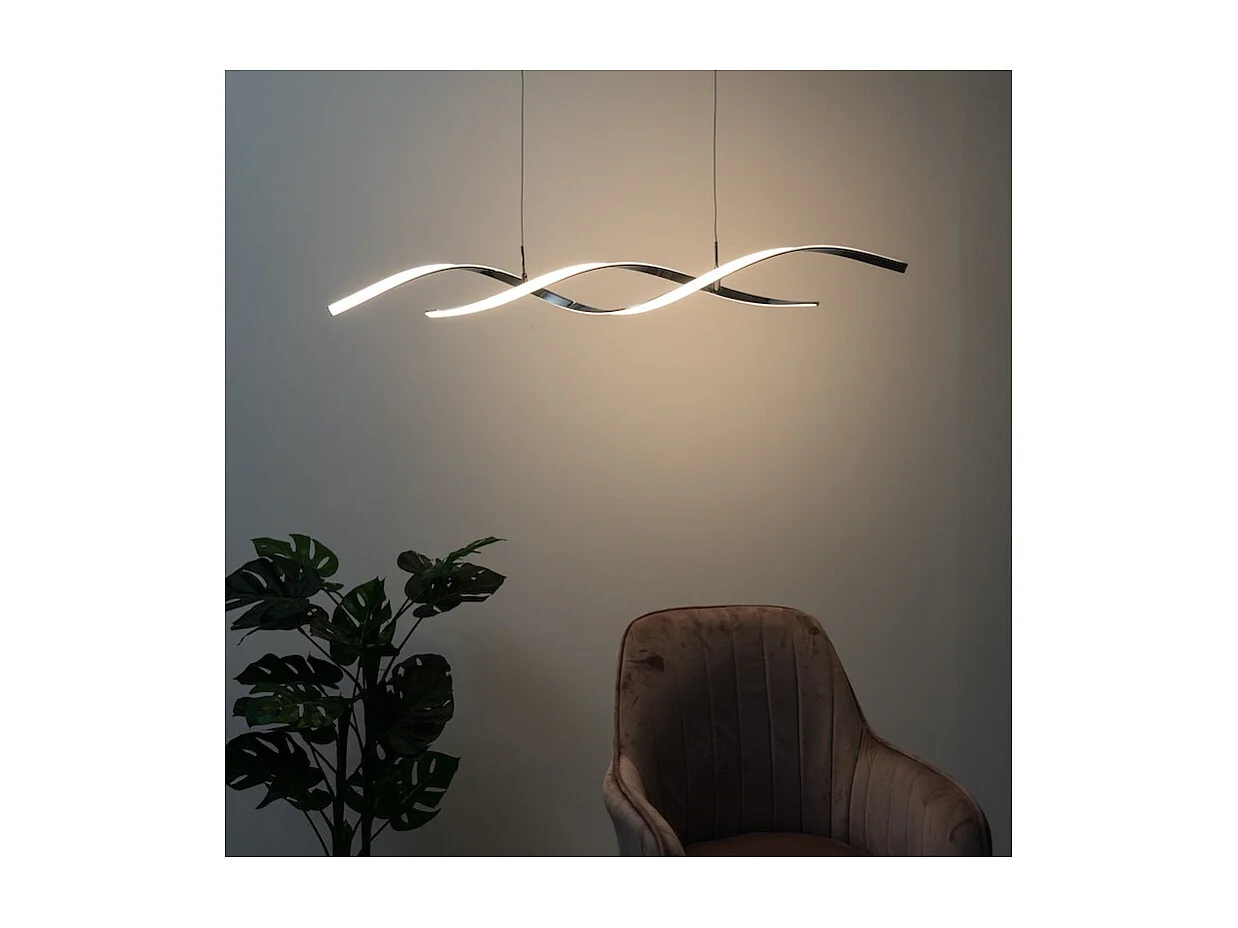 Suspension LED double barres ondulées 110 cm - Galba